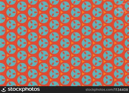 Seamless geometric pattern design illustration. In red, orange and blue colors.