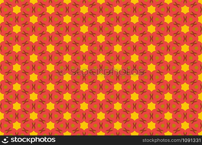 Seamless geometric pattern design illustration. In red, yellow and brown colors.