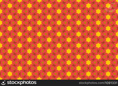 Seamless geometric pattern design illustration. In red, yellow and brown colors.