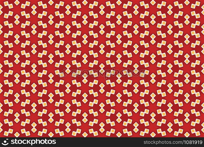 Seamless geometric pattern design illustration. In red, yellow and white colors.