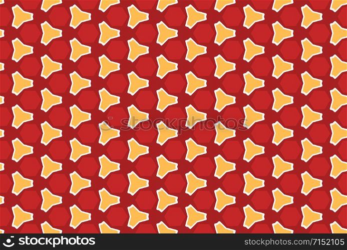Seamless geometric pattern design illustration. In red, yellow and white colors.