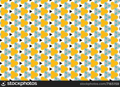 Seamless geometric pattern design illustration. In yellow, black, grey, blue and white colors.