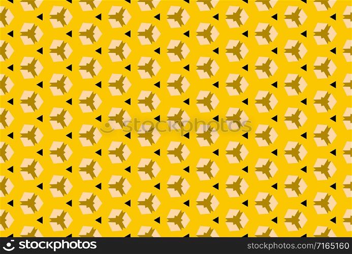 Seamless geometric pattern design illustration. In yellow, brown and black colors.