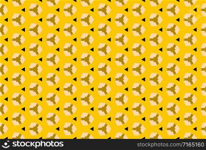 Seamless geometric pattern design illustration. In yellow, brown and black colors.