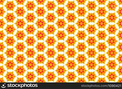 Seamless geometric pattern design illustration. In yellow, orange and pink colors on white background.