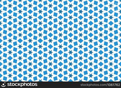 Seamless geometric pattern. In blue and white colors.