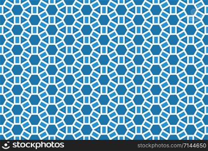 Seamless geometric pattern. In blue and white colors.
