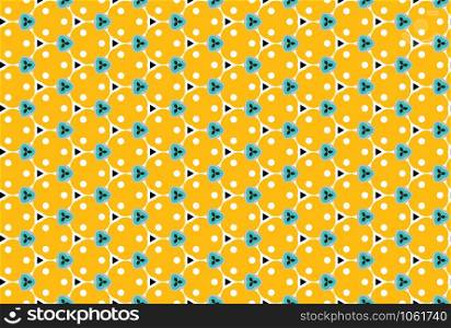 Seamless geometric pattern. In blue, grey, black, orange and white colors.