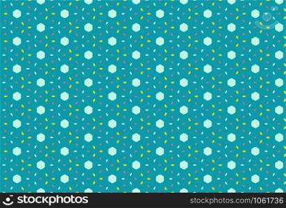 Seamless geometric pattern. In blue, red, yellow and white colors.