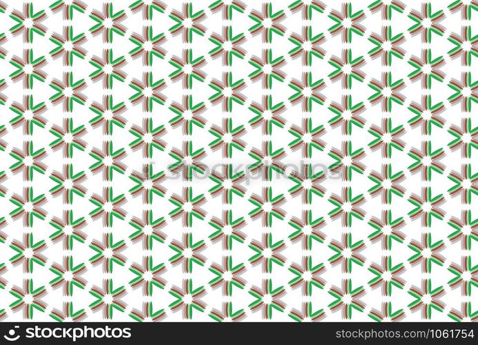 Seamless geometric pattern. In green, brown and white colors.