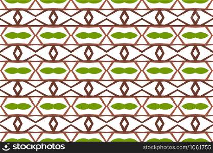 Seamless geometric pattern. In green, brown and white colors.