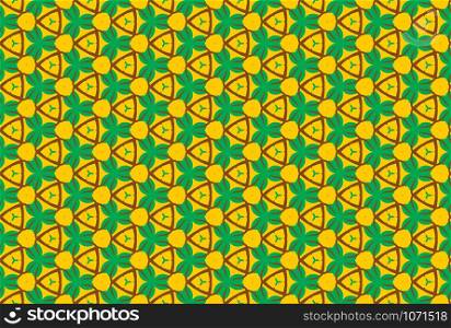 Seamless geometric pattern. In green, brown and yellow colors.