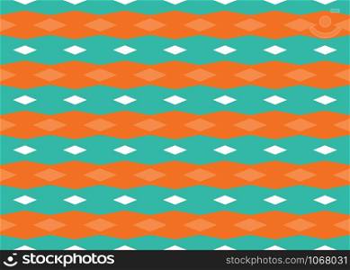 Seamless geometric pattern. In green, orange and white colors.