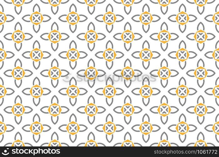 Seamless geometric pattern. In grey, yellow and white colors.