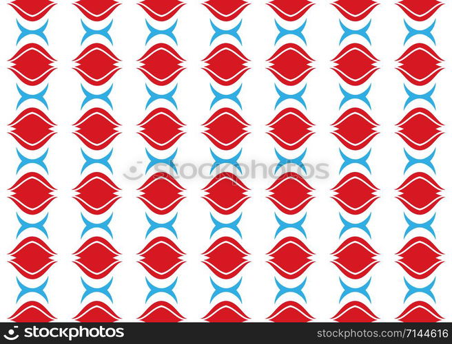 Seamless geometric pattern. In red and blue colors on white background.