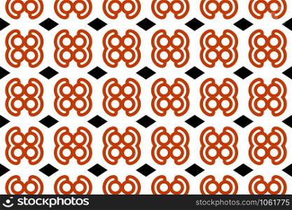 Seamless geometric pattern. In red, black and white colors.