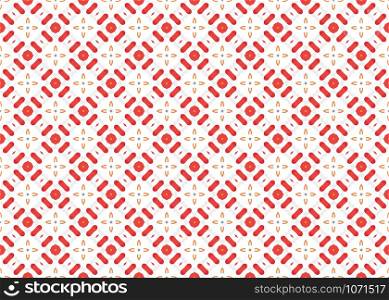 Seamless geometric pattern. In red, orange and grey colors on white background.