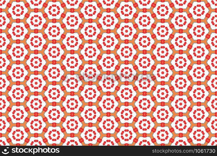 Seamless geometric pattern. In red, orange, grey and white colors.
