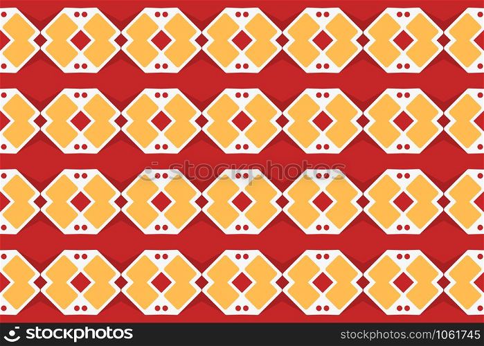 Seamless geometric pattern. In yellow, red and white colors.