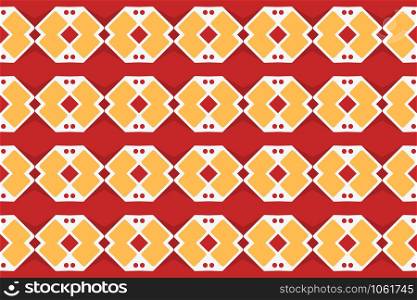 Seamless geometric pattern. In yellow, red and white colors.