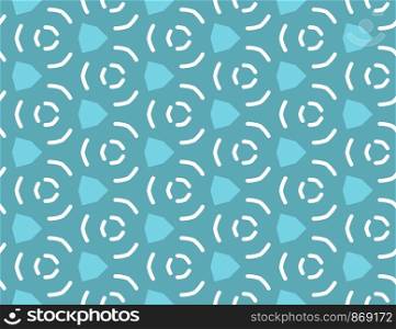 Seamless geometric pattern. Light turquoise shapes and white lines.