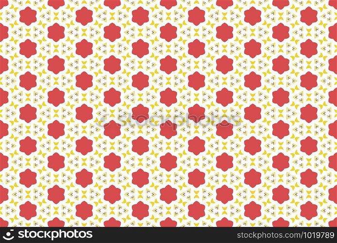 Seamless geometric pattern. Red and yellow colors on white background.