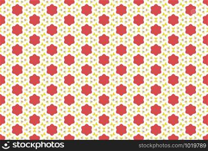 Seamless geometric pattern. Red and yellow colors on white background.