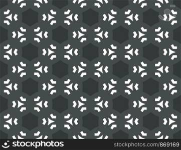 Seamless geometric pattern. Shaped hexagons, and white lines on black background.