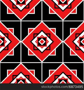 Seamless geometric pattern texture. Seamless pattern texture with geometric ornament. illustration. Black and red.