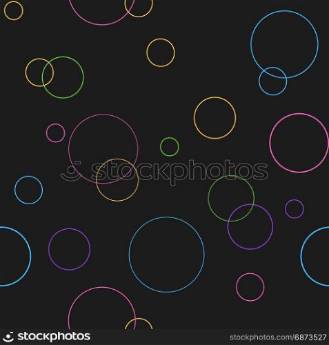 Seamless geometric pattern texture with circles. Seamless pattern texture. Geometric ornament with color full circles on black. illustration
