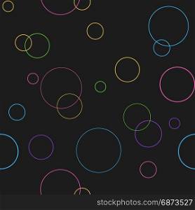 Seamless geometric pattern texture with circles. Seamless pattern texture. Geometric ornament with color full circles on black. illustration
