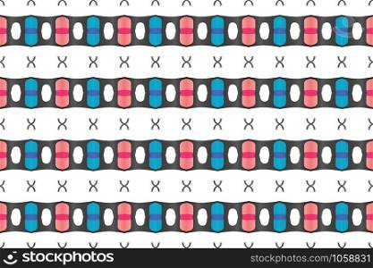 Seamless geometric pattern. Used gradient, in red, blue and black colors on white background.