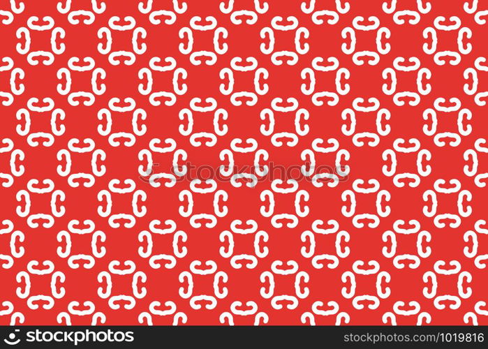 Seamless geometric pattern. White colors on red background.