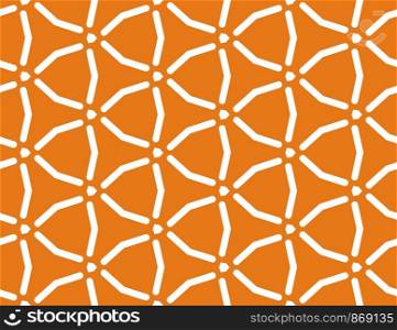Seamless geometric pattern. White lines and orange background.