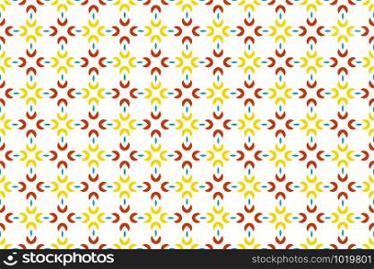 Seamless geometric pattern. Yellow, red and turquoise colors on white background.