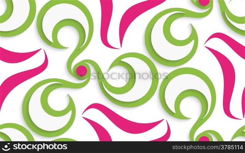Seamless green and pink background with cut out of paper effect &#xA;&#xA;&#xA;
