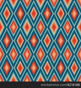 Seamless Groovy aestethic pattern with triangles in the style of the 70s and 60s. Vector illustration. Vintage aestethic pattern with triangles in the style of the 70s and 60