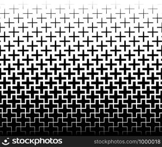 Seamless halftone vector background.Filled with black crosses. .Average fade out.. Seamless halftone vector background.Average fade out.Black crosses.