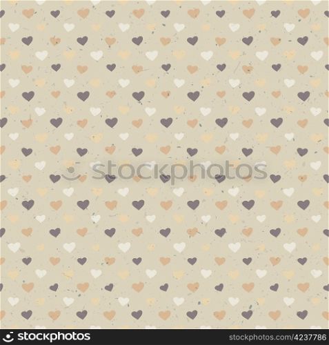 Seamless hearts pattern on paper texture. Vector, EPS10