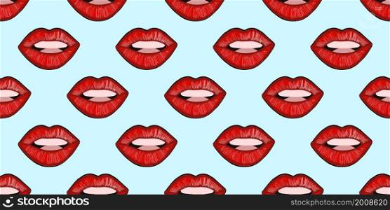 SEAMLESS LIP PATTERN. Pop art pattern. America of the 60s. Bright stylish ornament with lips. Vector design for printing on fabric and textile, wrapping paper. Wallpaper for walls.. SEAMLESS LIP PATTERN. Pop art pattern. America of the 60s. Bright stylish ornament with lips. Vector design for printing on fabric and textile, wrapping paper. Wallpaper for walls