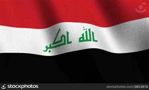 Seamless loop - flag of Iraq waving in the wind - highly detailed flag - Flagge Iraks im Wind, nahtlos wiederholbar