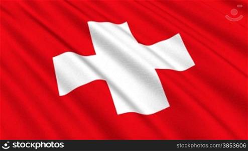 Seamless looping flag of Switzerland waving in the wind - highly detailed flag - Schweizer Landesfahne im Wind nahtlos wiederholbar