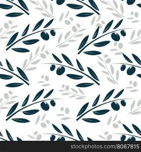 Seamless olive bunch fabric pattern. Pastel colors seamless background with olive branches. Seamless olive bunch fabric pattern.