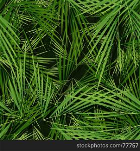 Seamless Palm Trees Leaves Wallpaper. Illustration of a seamless wallpaper background with palm trees leaves for tropical and vegetation patterns