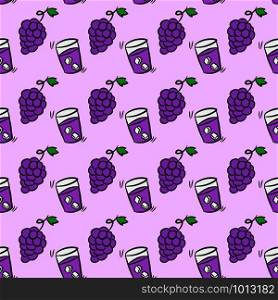 seamless pattern background of grape on purple color