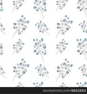 Seamless pattern, background, texture print with light watercolor hand drawn blue color plants. Tender, elegant textile fabric, wrapping paper backdrop layout. Seamless pattern, background, texture print with light watercolor hand drawn blue color plants.