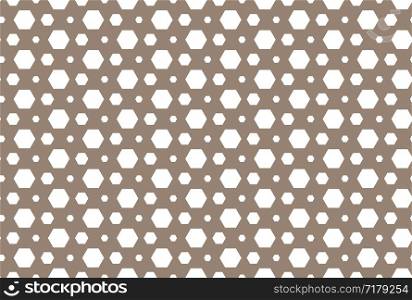 Seamless pattern. Brown background and shaped hexagons.