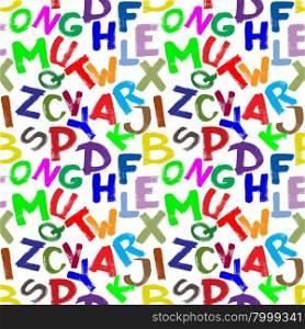 Seamless pattern - Colorful alphabet over white background