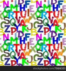 Seamless pattern - Colorful alphabet over white background