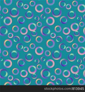Seamless pattern different size colorful circles on green background. Design can be used for textile, wrapping paper, banner